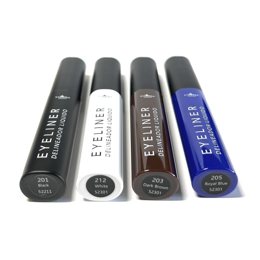 Italia Deluxe Delineador de ojos impermeable de 4 colores, delineador líquido para ojos, mate con infusión de vitamina E, cepillo de punta fina, a
