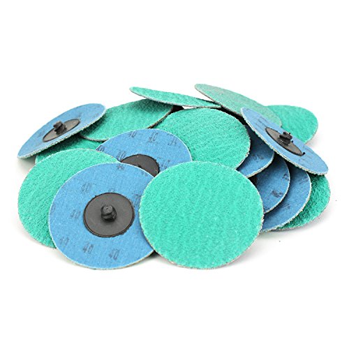 BHA Discos de lijado de cambio rápido tipo R macho roll-on de circonita verde con ayuda de molienda, 3 pulgadas (grano 40), paquete de 25