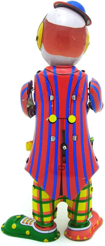 Toddmomy Figura de hojalata de juguete de payaso de cuerda de cuerda, juguete de batería de hojalata, figura de payaso de batería, juguete de mesa