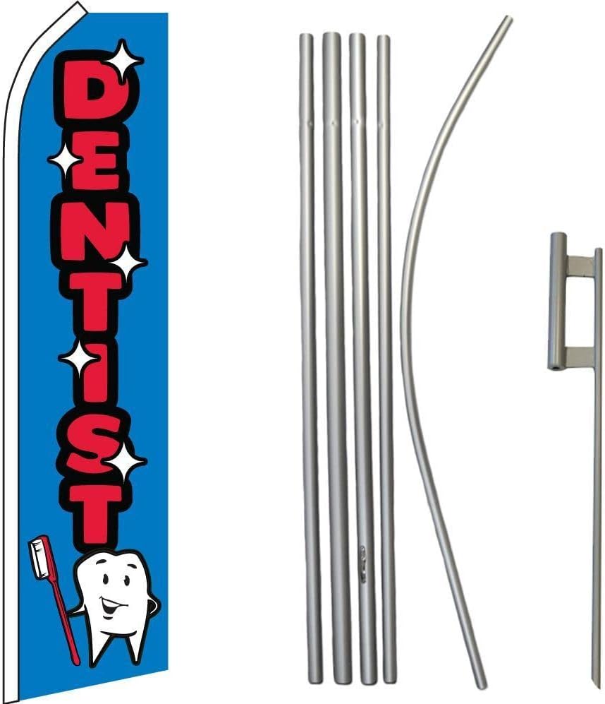 Premium DentistRed Swooper Flag & 16ft Flagpole KitGround