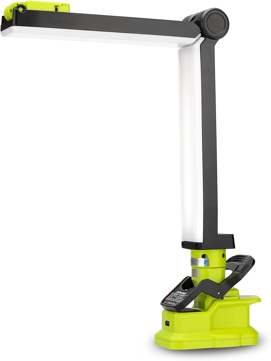 YEX-BUR Luz de trabajo LED de 30W 2400LM para Ryobi 18V ONE + batería NiCd NiMh de iones de litio con clip en luz plegable al aire libre con puerto