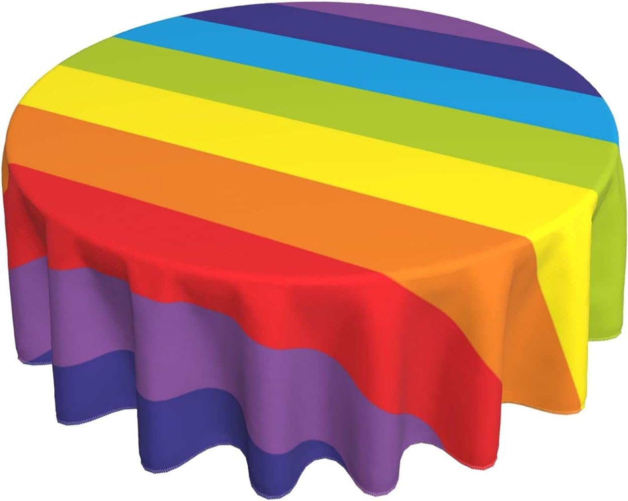 Mantel redondo colorido de 60 pulgadas con diseño de bandera de arco iris, lavable, para interiores y exteriores para comedor
