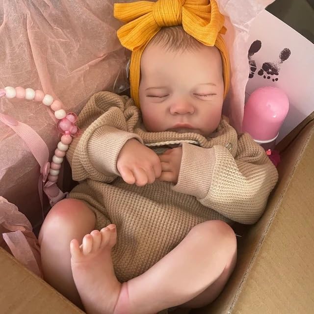 Muñecas de bebé Reborn realistas de 19 pulgadas, linda muñeca de bebé recién nacida durmiendo, niña realista, de silicona suave, muñecas de bebés de