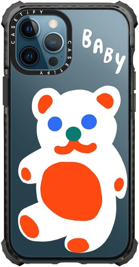 CASETiFY Katie Benn – Funda Ultra Impact para iPhone 12 Pro Max, diseño de oso de bebé, color negro transparente