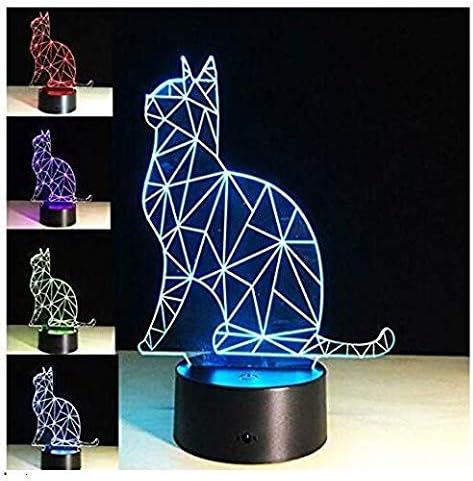 Luz nocturna de gato 3D con control remoto, interruptor táctil, 16 cambio de color, lámpara de mesa LED, base de acrílico plana ABS, cargador USB,