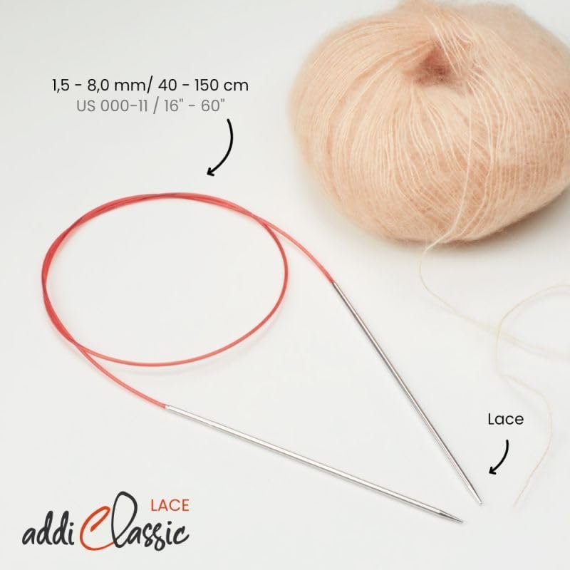 Addi Turbo Lace – Agujas circulares para tejer, 39.4 in, 0.108 in, bronce blanco