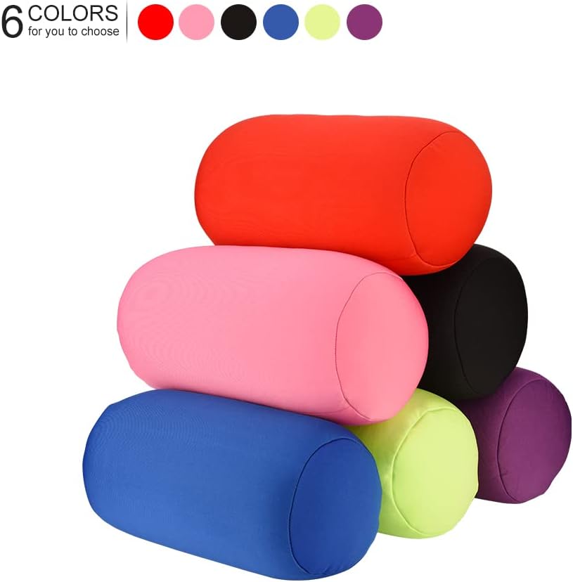 Keenso Rollo de soporte cervical,Mini rollo de cuello redondo,Almohada suave de microperlas para soporte de columna vertebral y cuello,Relleno