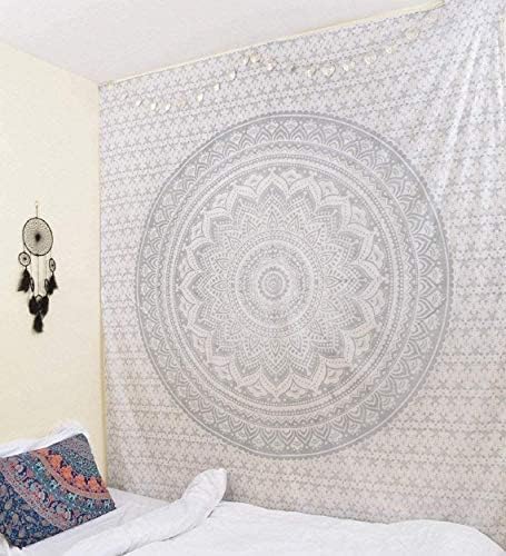 Bless International Tapiz hippie tradicional indio de mandala para colgar en la pared, tapiz de algodón, colcha bohemia ombré (King (88 x 104