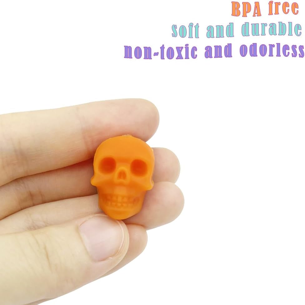 20 cuentas de calavera de silicona para Halloween, cuentas espaciadoras de calavera para hacer joyas, pulseras, collares, manualidades