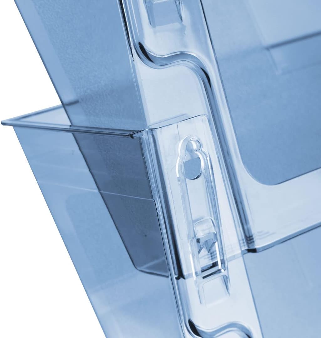 Acrimet Soporte organizador de archivos de bolsillo para montaje en pared (ganchos incluidos) (color azul transparente) (paquete de 2)