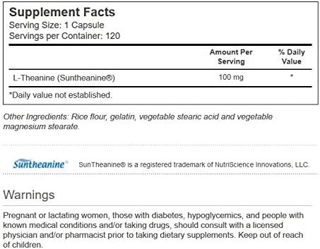 Vitacost Synergy L-Teanina de Suntheanine — 100 mg – 120 Cápsulas