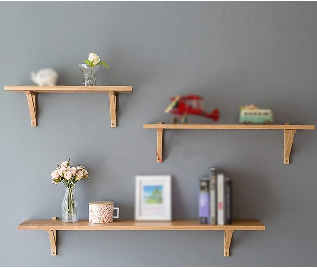Soportes para estante de madera de pino maciza oculta para montaje en pared, soportes flotantes para estanterías, cocina, sala de estar, decoración