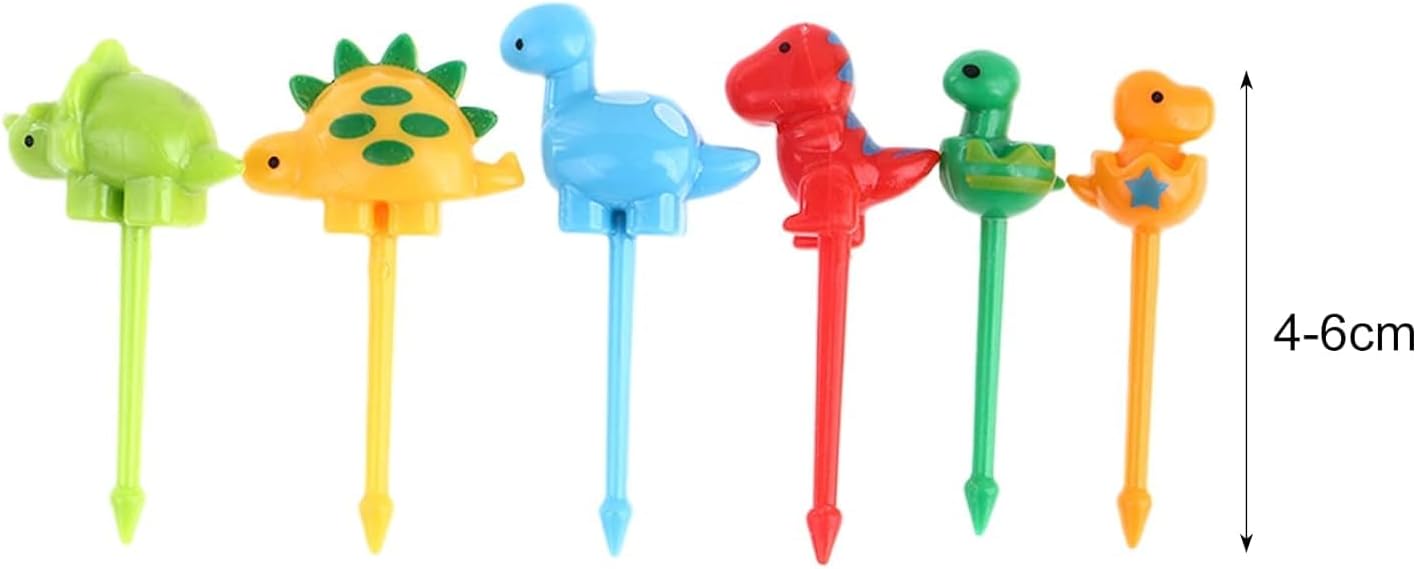 6 palillos coloridos de alimentos de animales para niños, divertidas púas Bento, lindos palillos de dientes de alimentos de frutas de dibujos