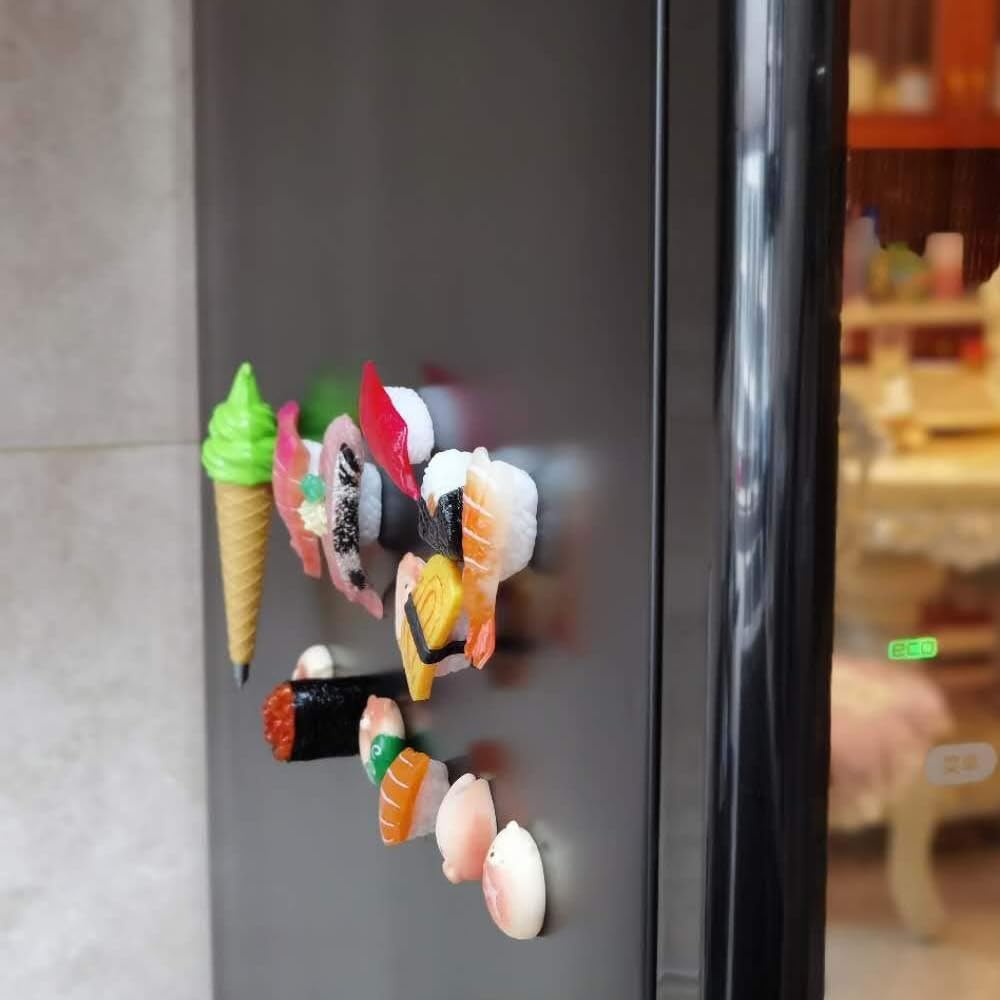 8Pcs Cute Refrigerator Magnets Funny Magnets for Fridge, Simulation Sushi Refrigerator Magnet, Fine for Whiteboards, Maps and Home Decoration