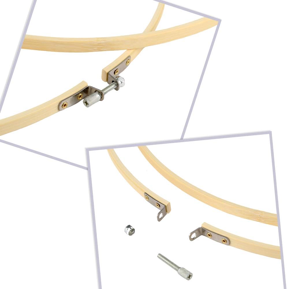 Caydo 6 aros de bordado de 16 pulgadas, anillo de aro de punto de cruz para arte, manualidades, costura práctica, decoración de corona de boda y