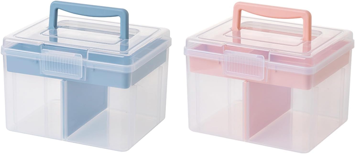 Clear Craft – Caja de almacenamiento apilable con bandeja de almacenamiento, contenedor de almacenamiento multiusos de plástico para almacenar