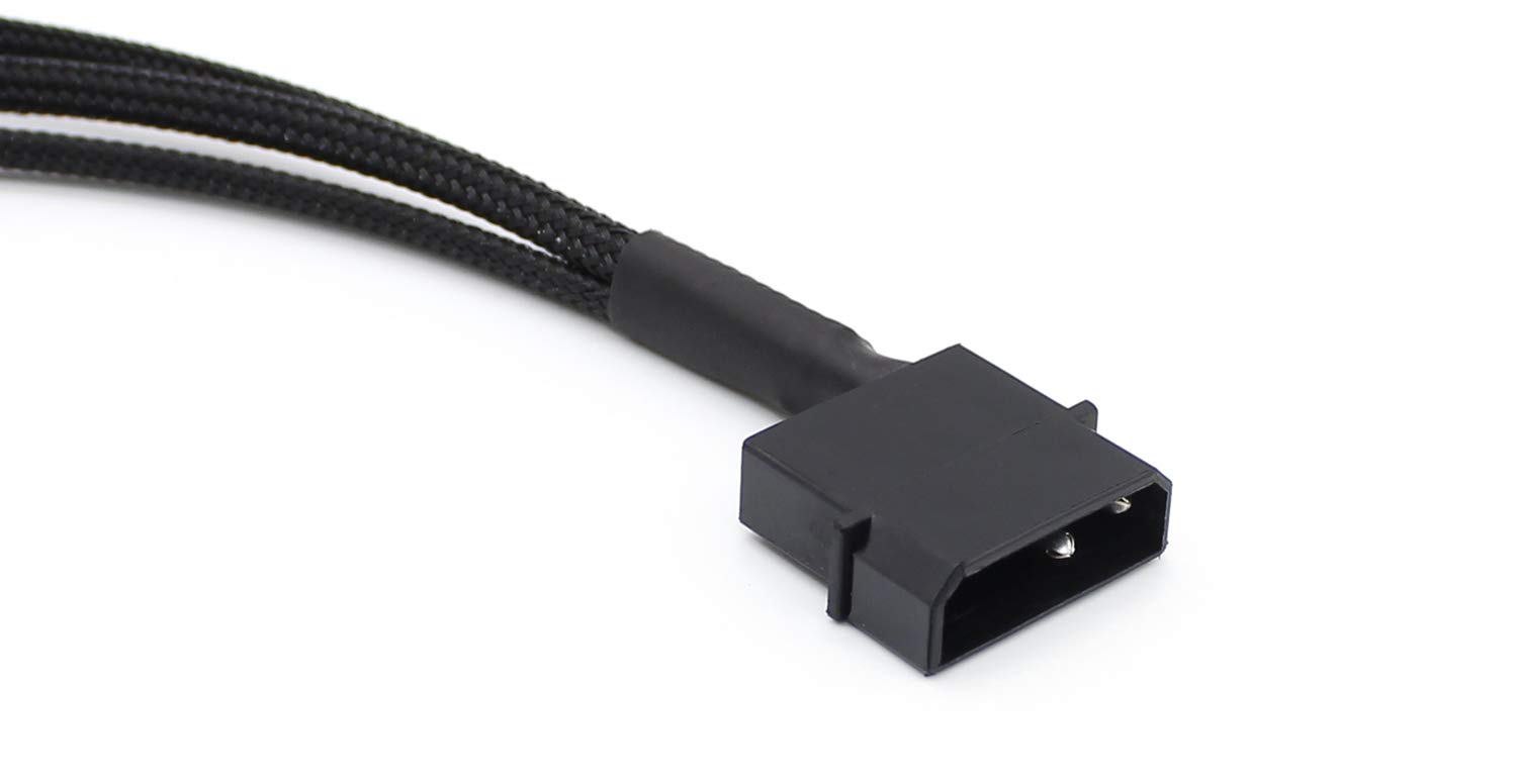 Paquete de 2 adaptadores Molex a ventilador de 3 pines o 4 pines, carcasa de computadora, cable divisor de alimentación de 10 pulgadas