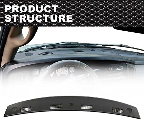 Panel superior de salpicadero negro compatible con Dodge Ram 1500 2002-2005Dodge Ram 2500 3500 2003-2005 5GT31XDVAA 5GT31XDVAB 5GT31XDVAC