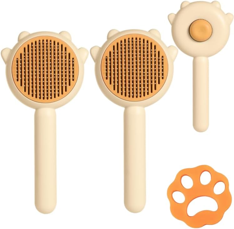 2 cepillos para gatos con botón de liberación, cepillo de gato para desprendimiento, cepillo de aseo de mascotas para gatos, perros y gatos, cepillo