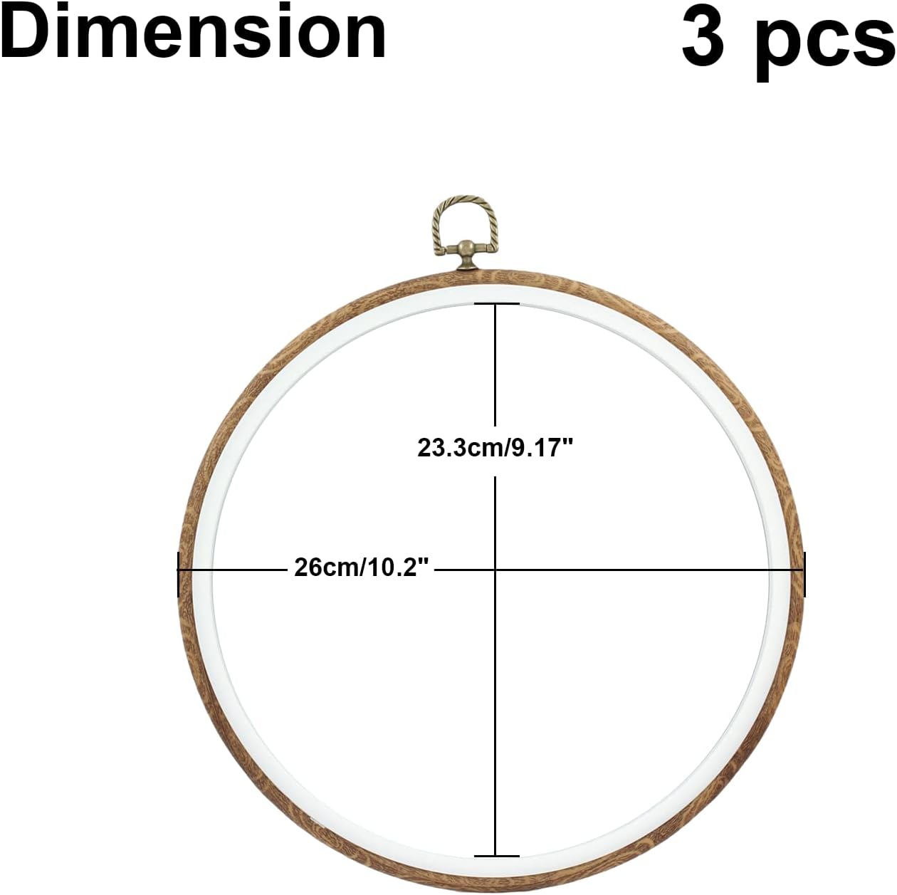 Bivethoi Juego de 4 aros de bordado, kit de marco redondo de punto de cruz, anillo circular de bordado de madera sintética para exhibir proyectos de