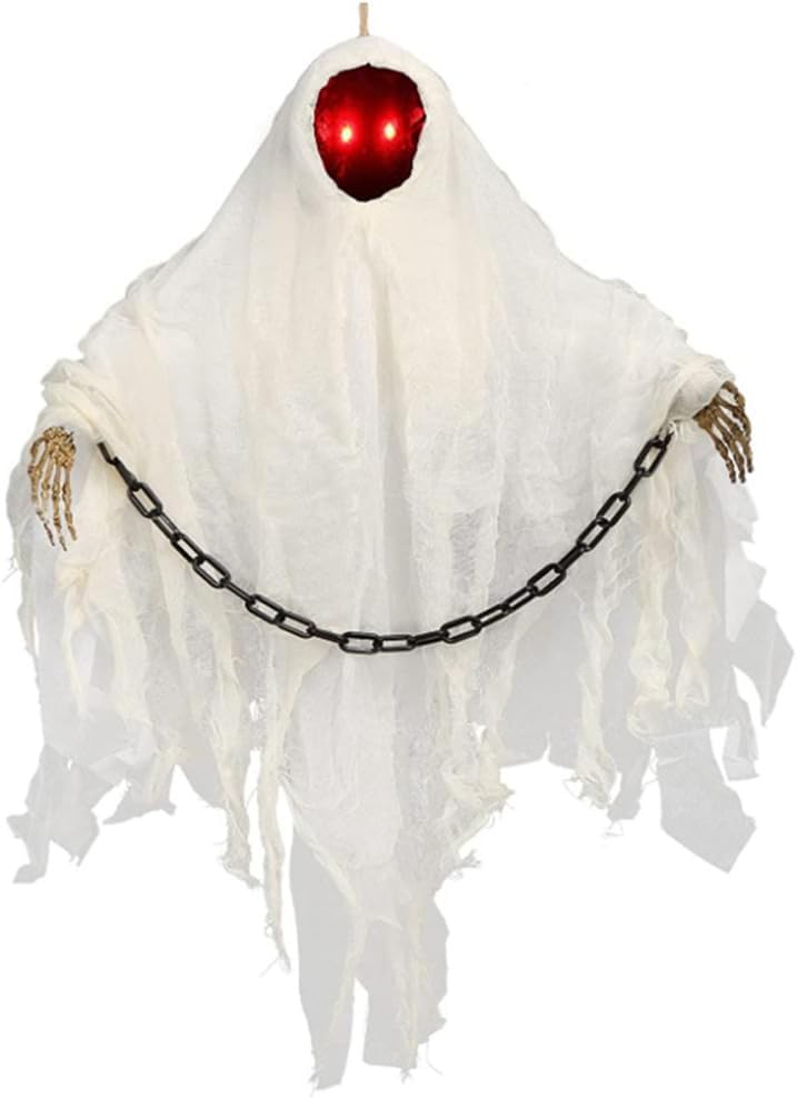 Fantasma colgante de miedo sin rostro, fantasma sin rostro, bata de terror blanca, accesorios de diseño de escena de Halloween, espeluznante