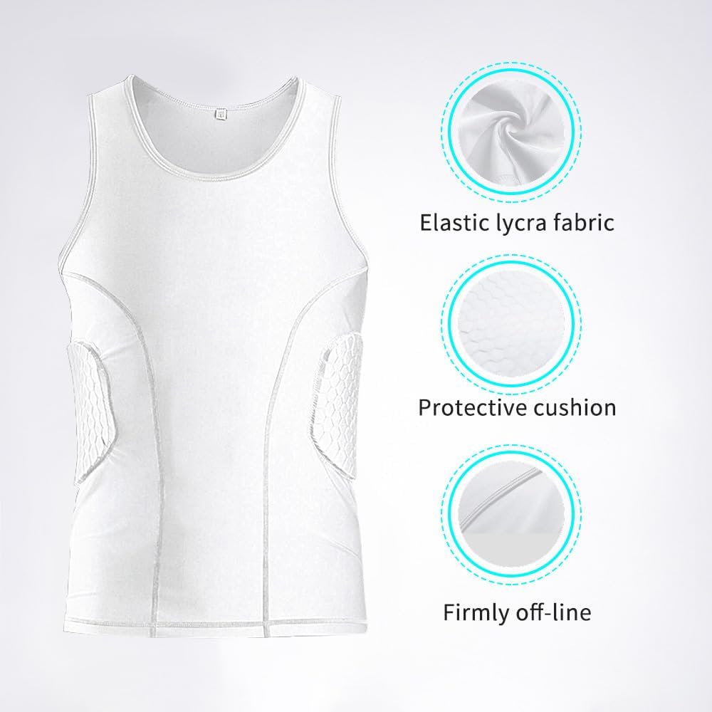 Camiseta de compresión acolchada para hombre, protector de pecho para fútbol, paintball, béisbol, rugby, paintball..