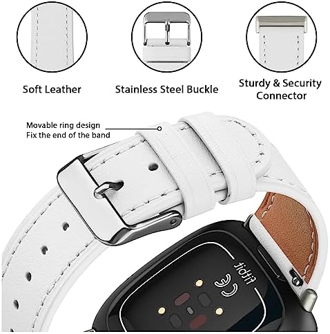 Meliya Correas de cuero compatibles con Fitbit Versa 4, Fitbit Versa 3, Sense 2, correas de reloj Fitbit Sense para mujeres y hombres, correas
