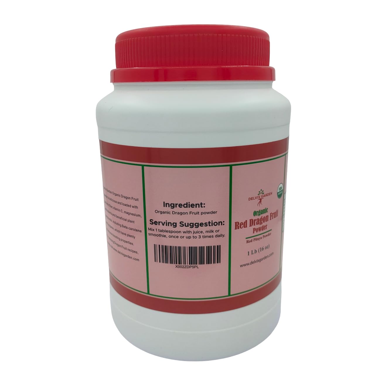 Polvo orgánico de fruta del dragón polvo de fruta del dragón liofilizado, sin OMG, 1 lb (16 oz)
