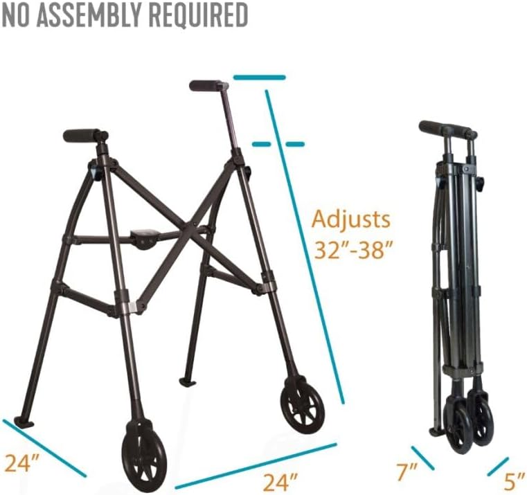 Able Life – Caminante para ahorrar espacio, ligero y plegable para adultos, personas mayores y ancianos, andador de viaje compacto con ruedas de 6