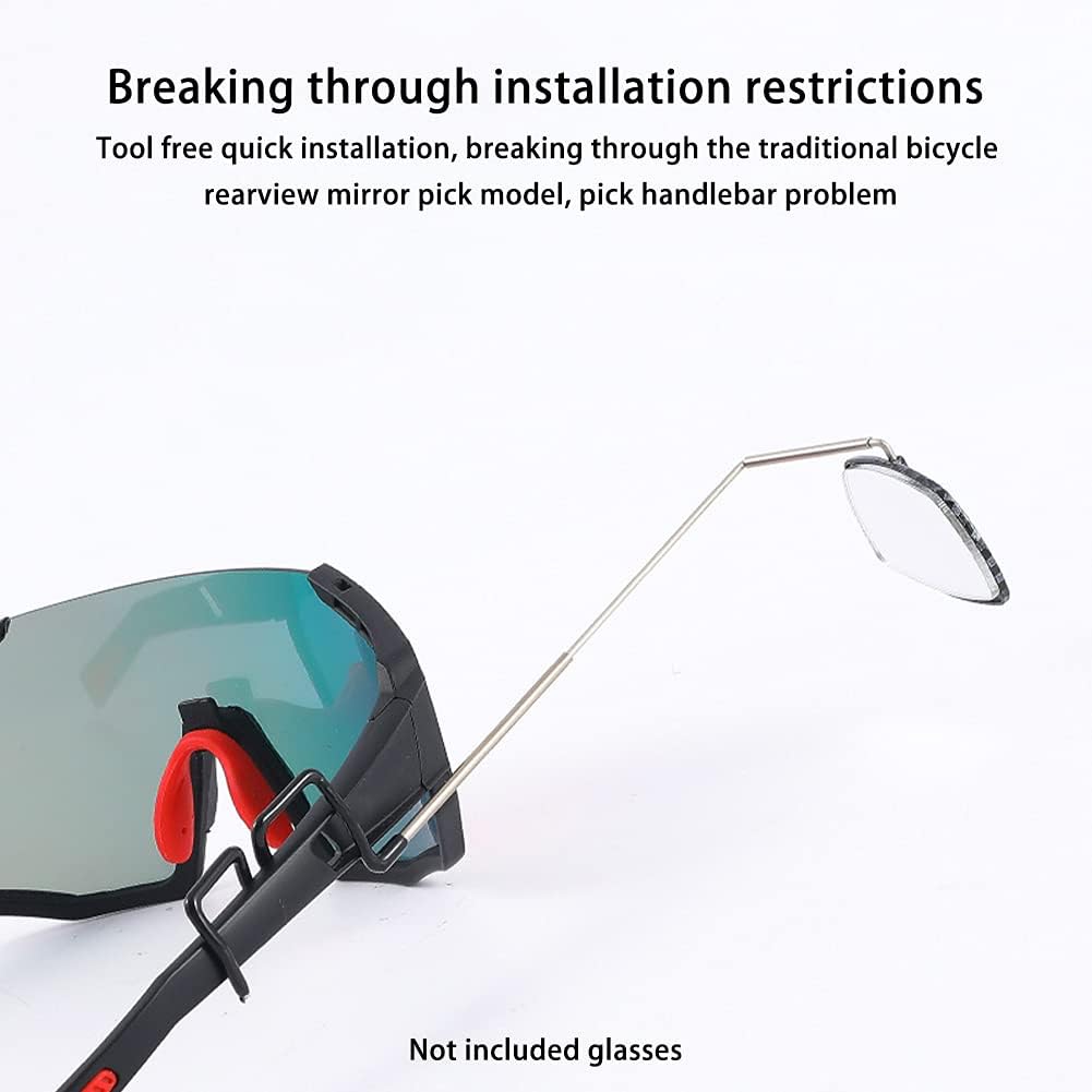 Pilarmuture Espejo de lentes de ciclismo, gran angular ajustable de 360 grados, espejo de bicicleta, espejo plano de visión trasera para ciclismo de