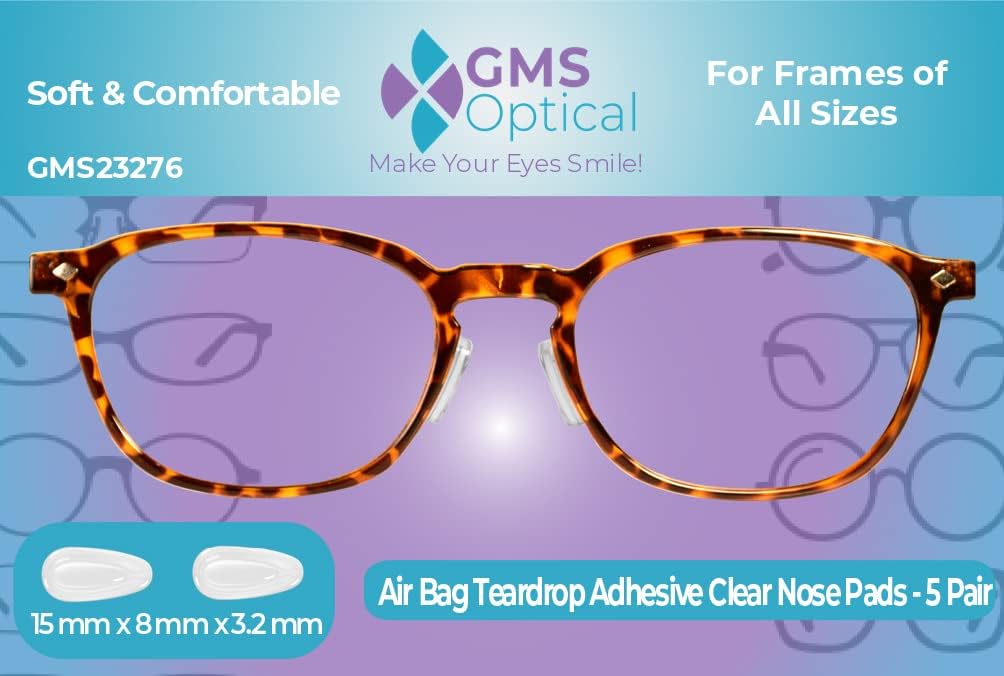 GMS Optical 0.126 in extra grueso  0.591 in longitud media  Bolsa de aire adhesiva de lágrima antideslizante almohadilla de nariz de silicona que