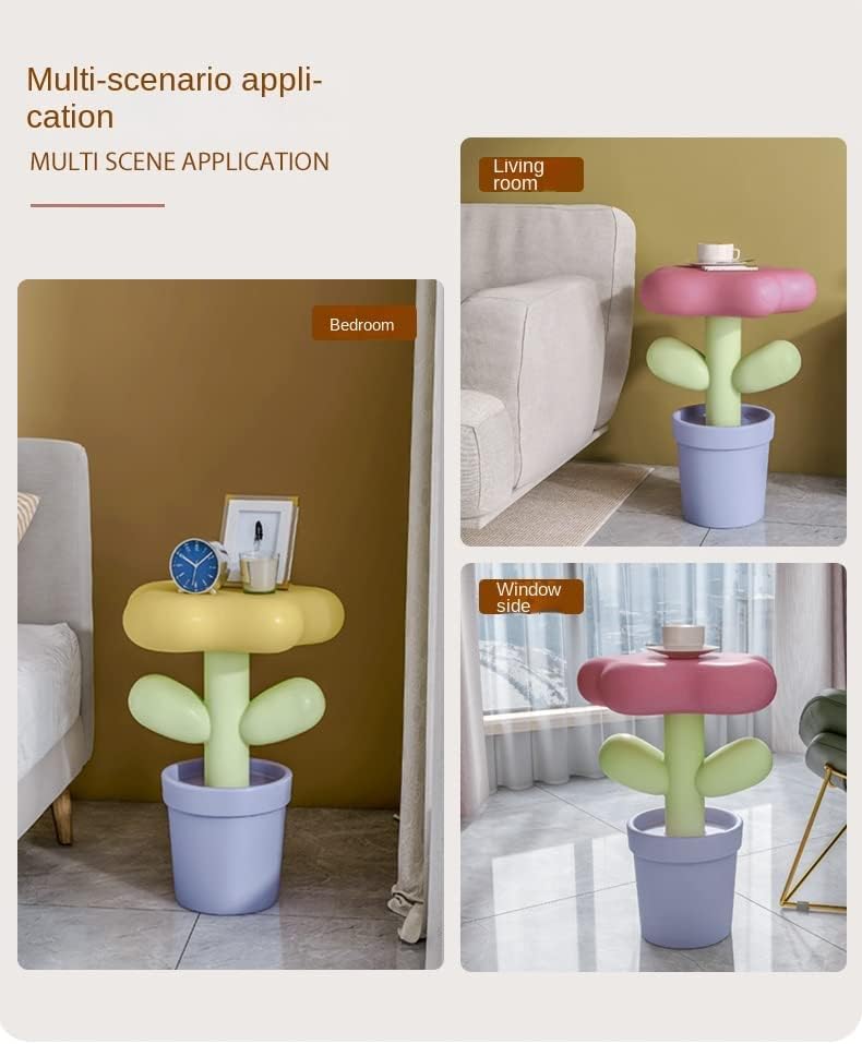 Mesa de Centro Mesa auxiliar creativa de tulipanes en forma de flor decorativa pequeña mesa de centro de resina de 23.6 x 16.1 in para sala de