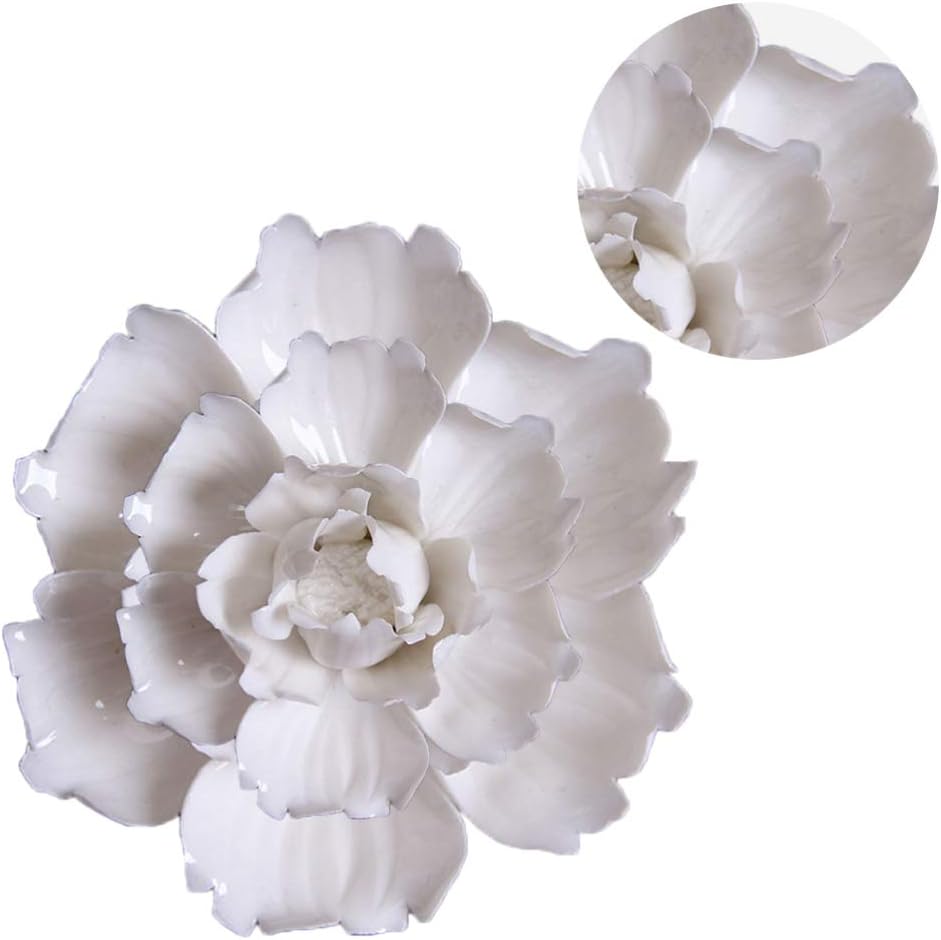 VOSAREA Arte de pared de cerámica blanca Ative para colgar en la pared, delicado colgante de pared para oficina (blanco, tamaño grande)