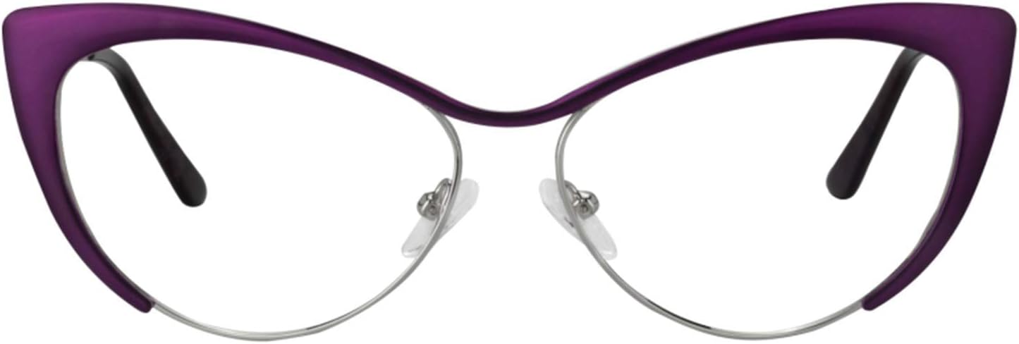 Zeelool Gafas de bloqueo de luz azul ojo de gato de gran tamaño para las mujeres gafas de metal Ellen VFM0176