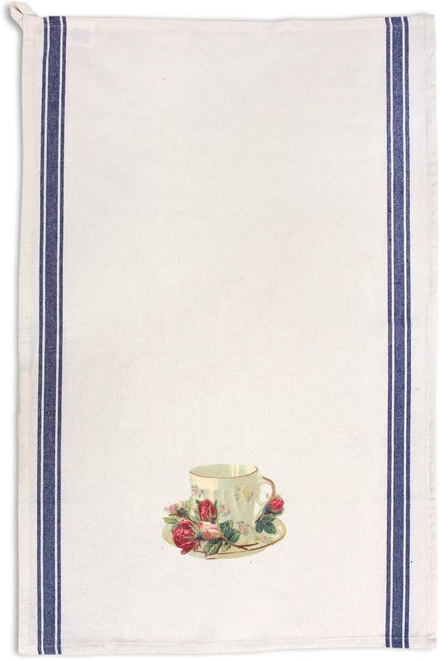 Toallas de cocina personalizadas con diseño de rosas de taza de té, aspecto vintage, hogar, cocina, suministros de limpieza, toallas de plato,