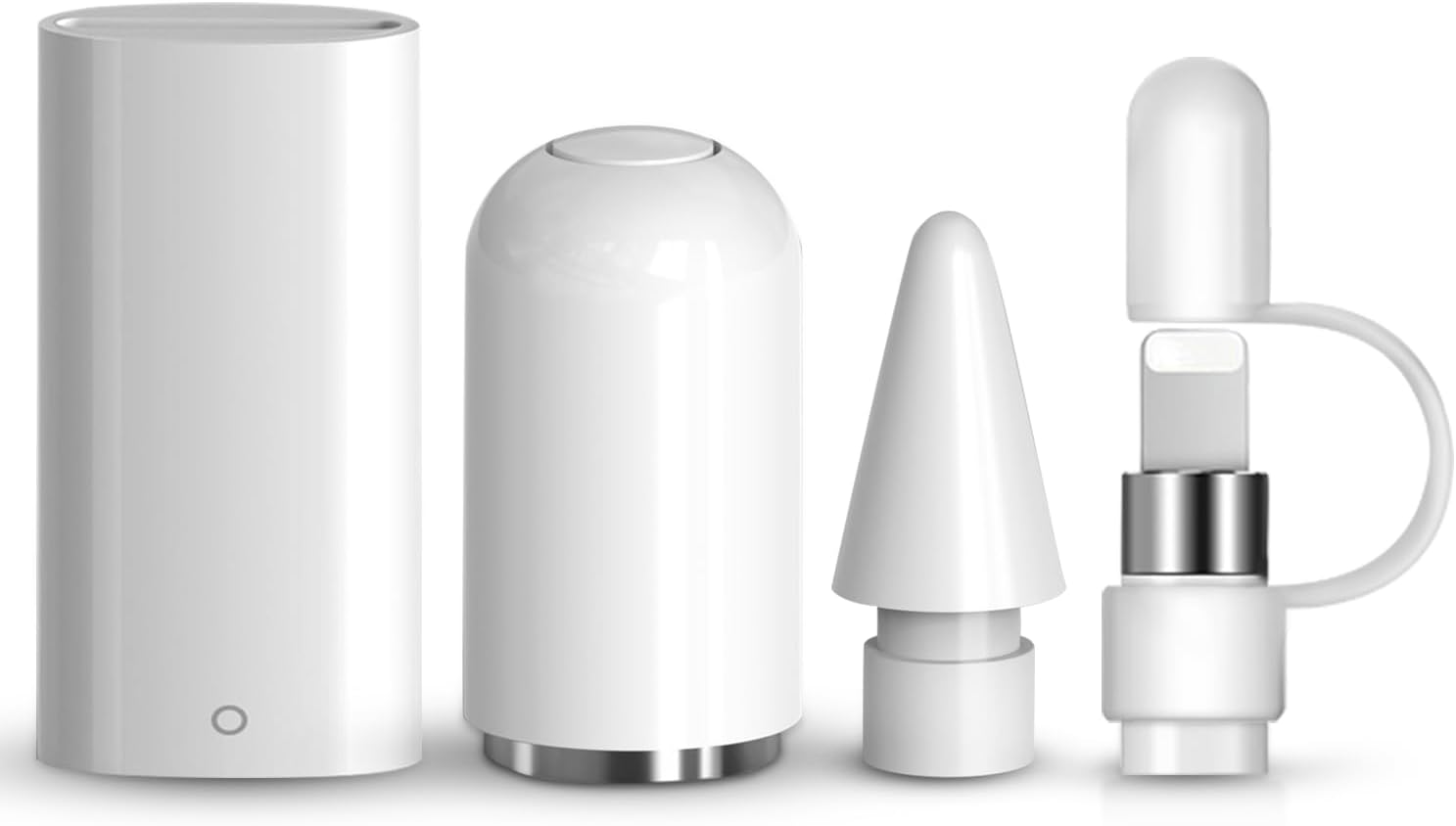 Tapa magnética, adaptador de carga, punta de repuesto y soporte para tapa, compatible con Apple Pencil 1 generación