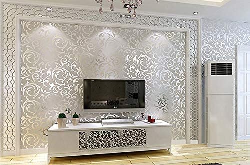Papel tapiz plateado 3D, no tejido mate, patrón de flores plateadas, papel de pared para decoración del hogar, papel tapiz para sala de estar,