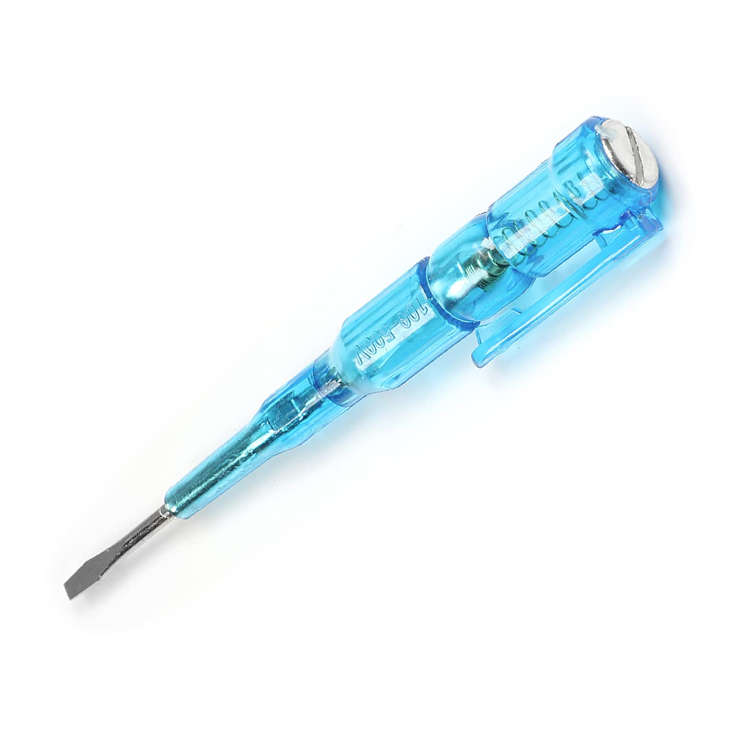 Fielect Detector de voltaje pluma de prueba Destornillador de lote de acero Destornillador Lápiz de prueba JRDB-107 ACDC 100-500V Azul Claro 1pcs