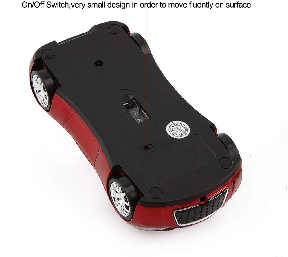 Ratón inalámbrico de coche deportivo de escritorio Ordenador portátil Ratón óptico Ratones AAA Batería Nano USB 2.4GHz Gaming Mouse (rojo)