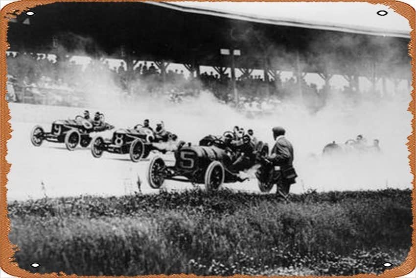 Indianapolis 500 Mile Race, Indiana, Estados Unidos, principios de la década de 1920 – Cartel de metal para decoración de pared, 12 x 8 pulgadas