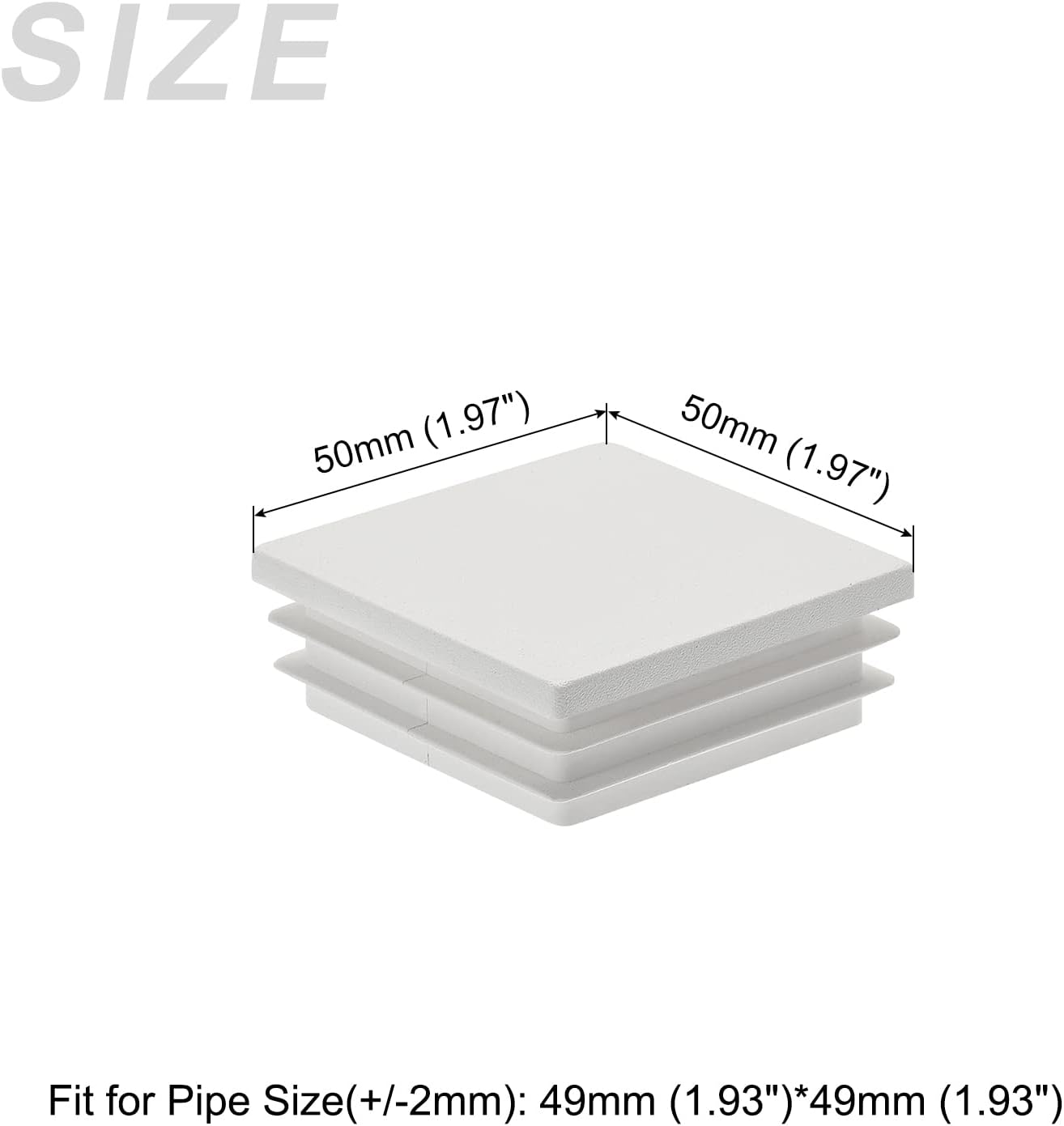 METALLIXITY Tapas cuadradas para postes (1.97 x 1.97 pulgadas), 8 unidades, tapón de extremo de tubo de plástico, para decoración de muebles,