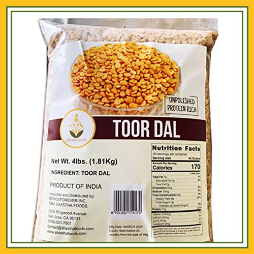 Shastha Toor Dal (guisante de cerveza) – 4 libras (paquete de 1) (B-P) Indian Dal