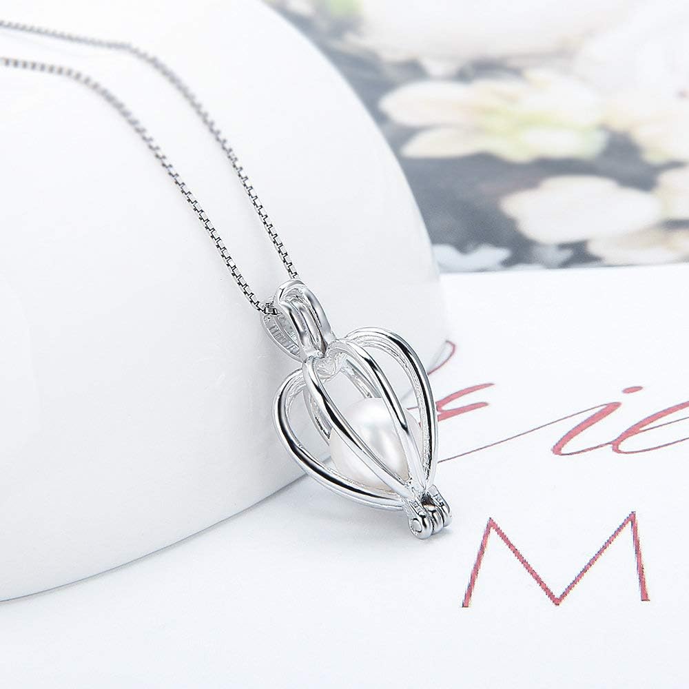 Colgantes minimalistas de jaula de corazón para la fabricación de joyas de perlas de plata esterlina, diseño de perlas colgantes de jaula para