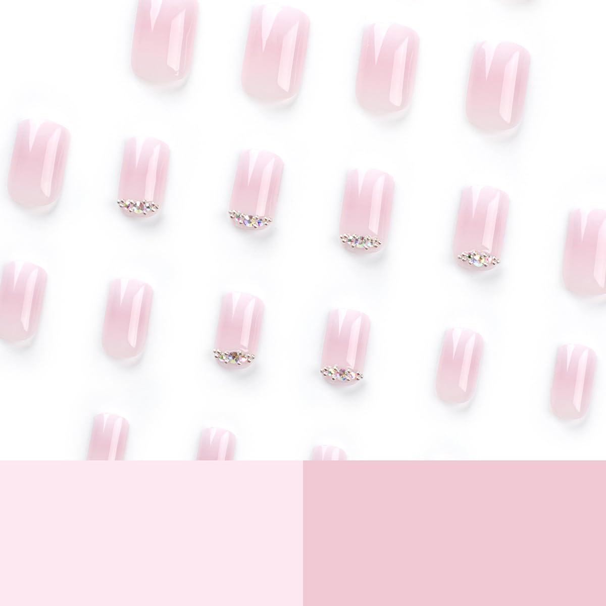 Kit de uñas postizas acrílicas cortas a presión con pegamento, diseño de purpurina de flores, uñas a presión de otoño de ajuste natural, 24
