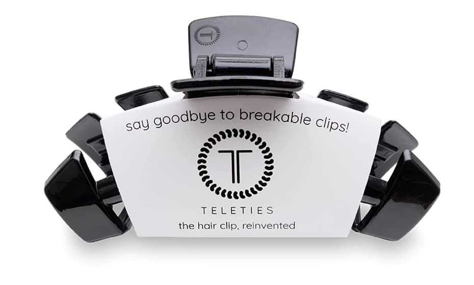 TELETIES – Pinza mediana – Agarre fuerte, dientes flexibles, cómodo diseño curvado – Ideal para cabellos de grosor medio – Para todas las texturas