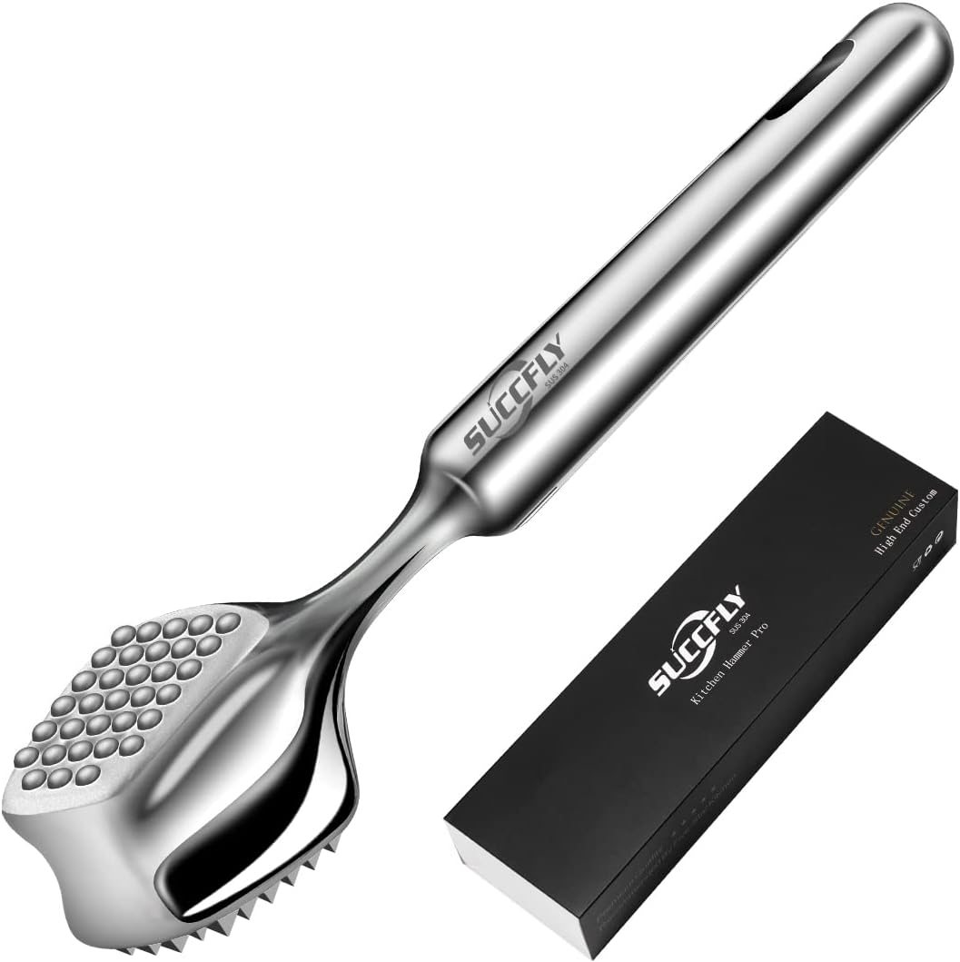 Ablandador de carne de acero inoxidable, mazo de carne de alta calidad, fundición integrada, 0.9 libras, martillo de carne de cocina, herramienta