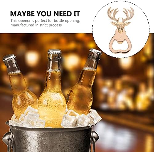 Abrebotellas con forma de cabeza de ciervo para refrescos, cerveza, abridor de botellas, barra de cocina, regalo para boda, Navidad, cumpleaños (oro
