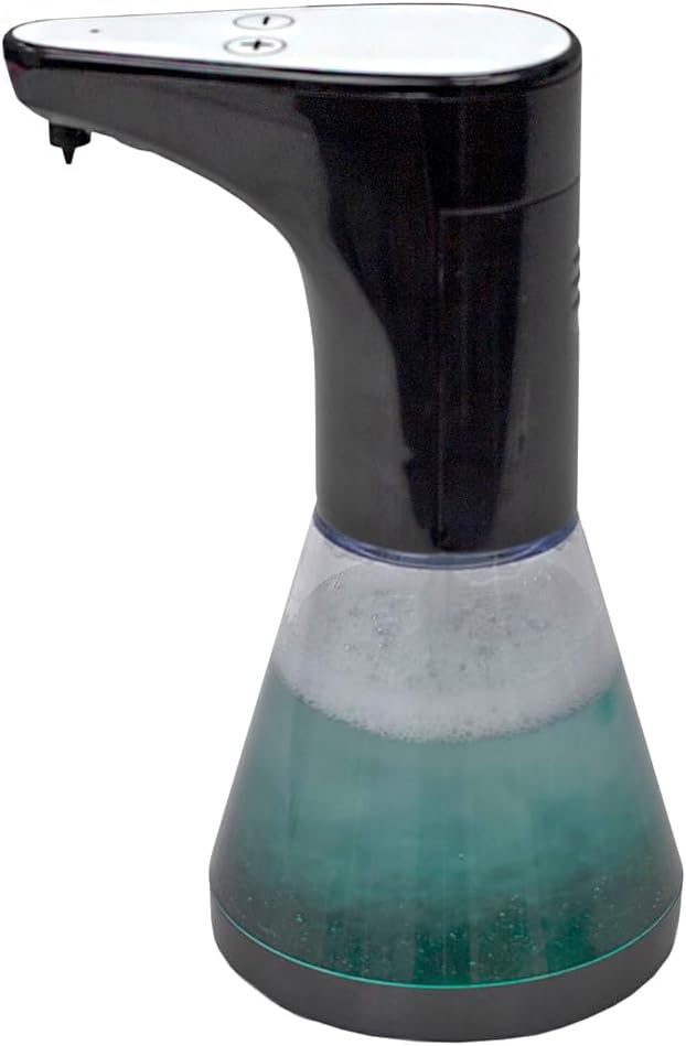 Home Basics Dispensador compacto de espuma de 16 onzas para encimera con 4 pilas AA, sin contacto, a prueba de salpicaduras, bomba automática de