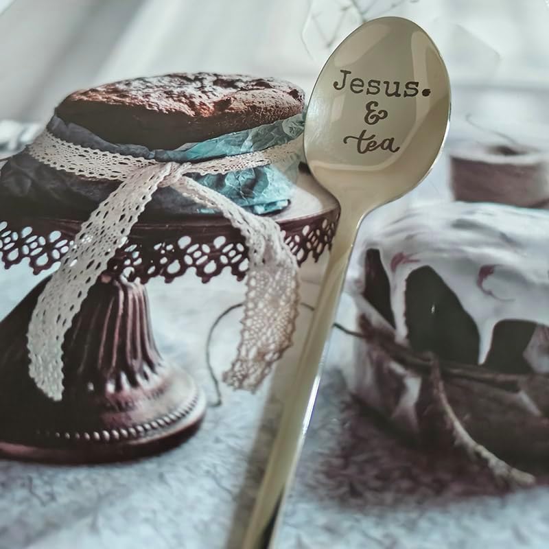 Cuchara de té y Jesús para mujeres, hombres, amantes del té de Jesús, regalo para papá, mamá, regalos cristianos para compañeros de trabajo, regalo