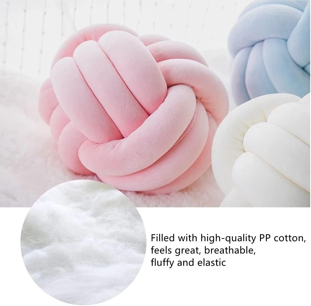 Almohada redonda con nudo para decoración de habitación de los niños, juguete de peluche calmante para aliviar el estrés (rosa, 11 pulgadas11.0in)